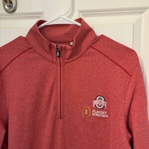 Cutter & Buck Men’s Ohio State Buckeyes Scarlet Shoreline Half-Zip Shirt, sz S